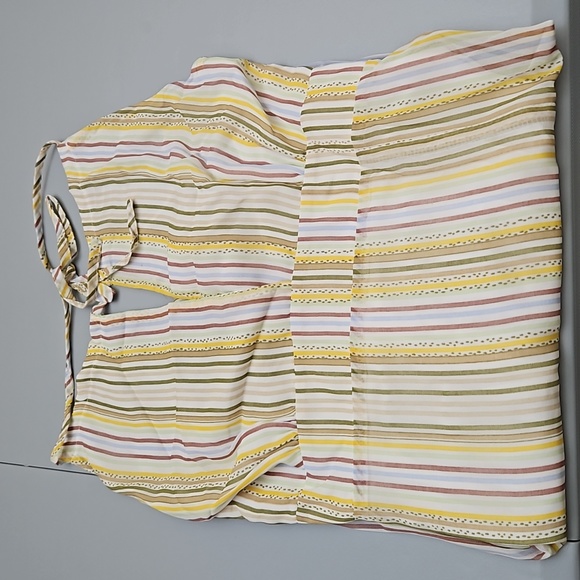 Striped Side Split Sleeveless Print Maxi Dress - Picture 2 of 6